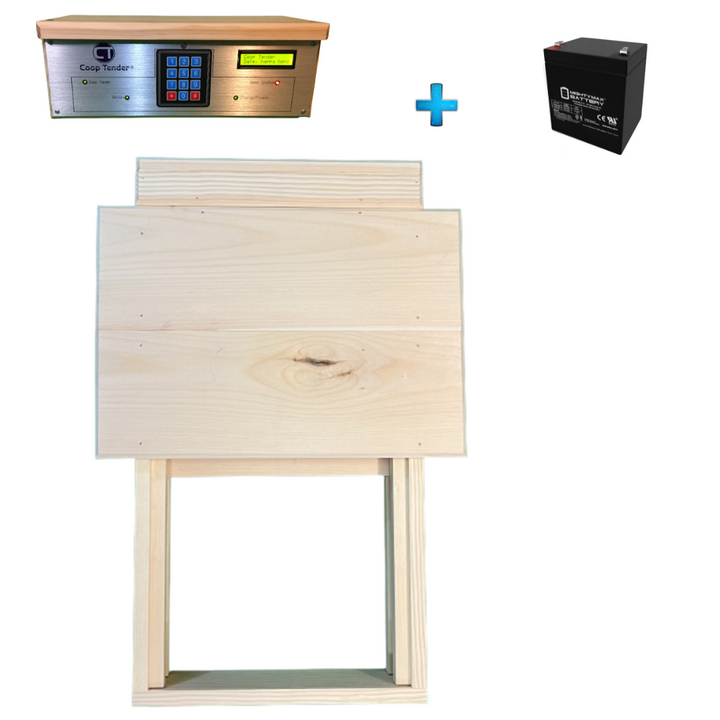 large electric chicken coop door with battery backup