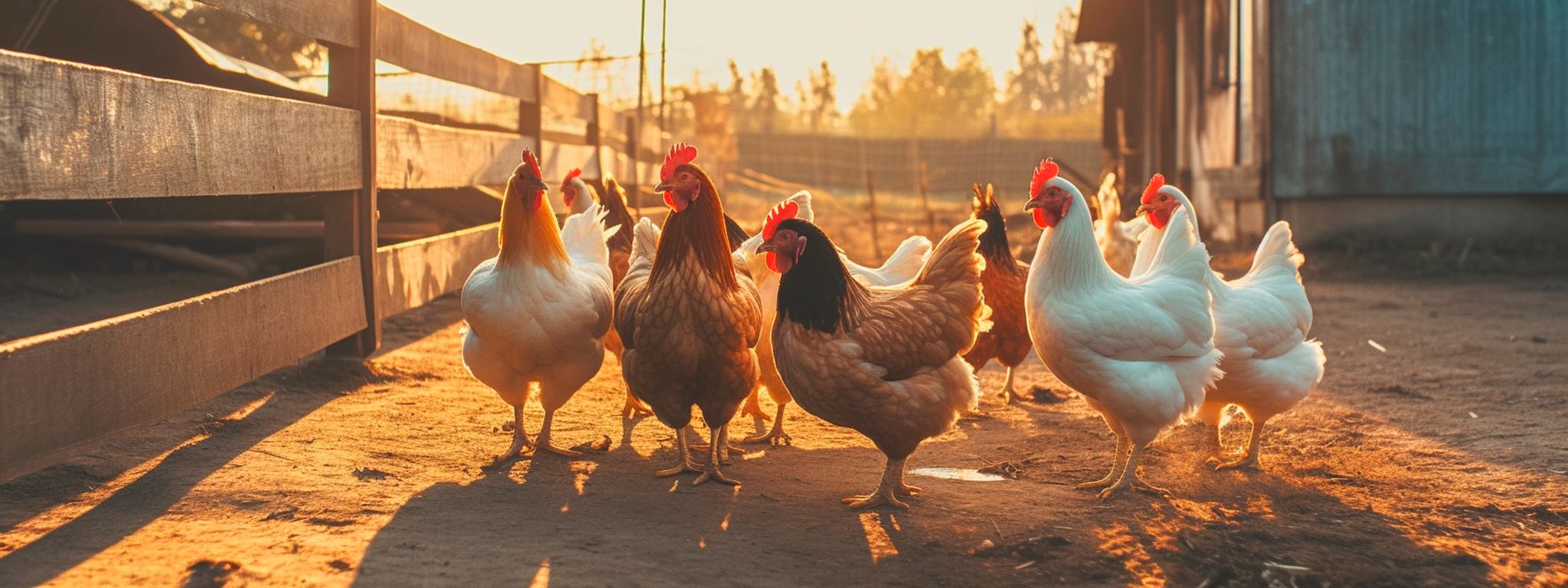 AI generated image showing chickens on a sunny day.