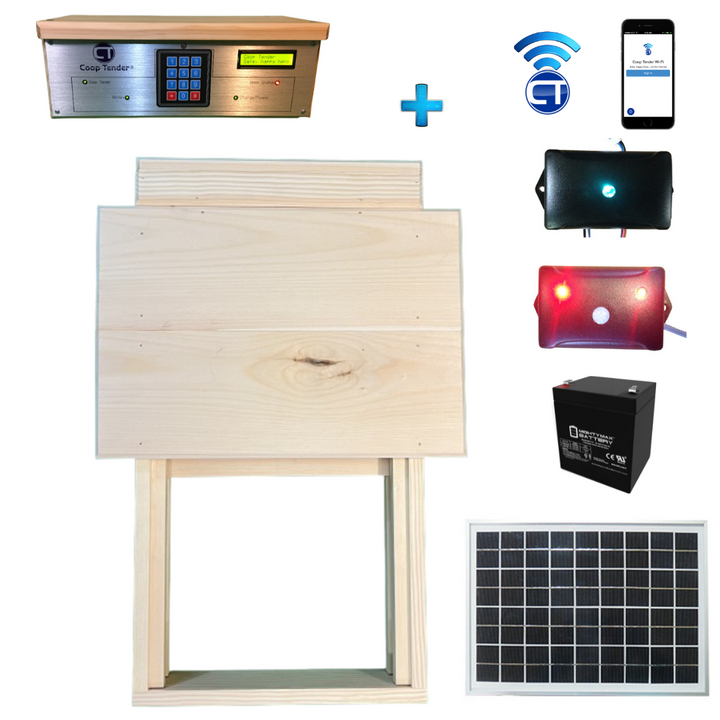 large solar powered wifi chicken coop door with predator detection