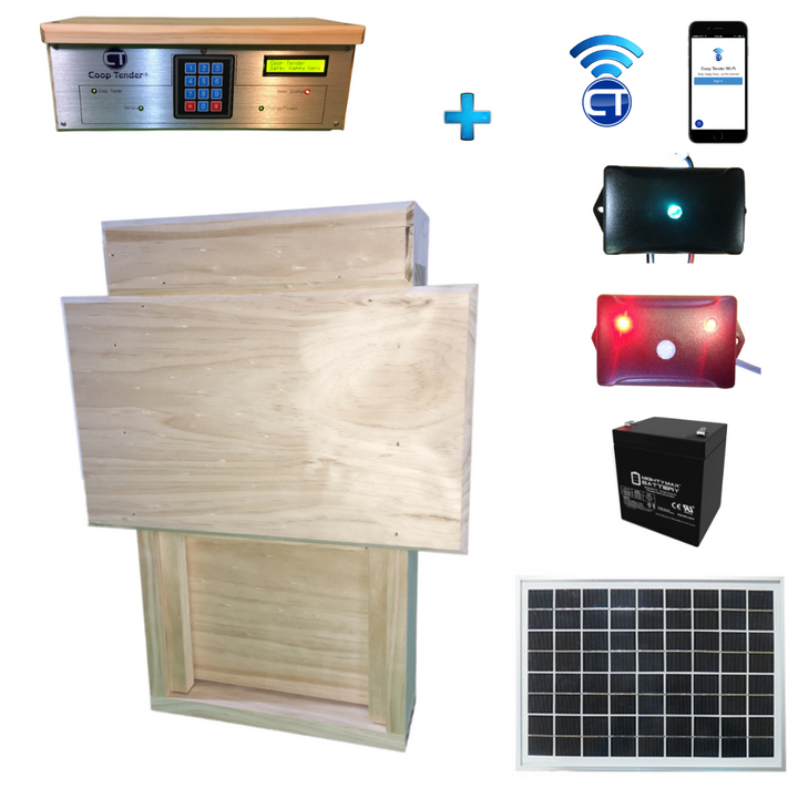 small solar powered door for chicken coop with predator detection