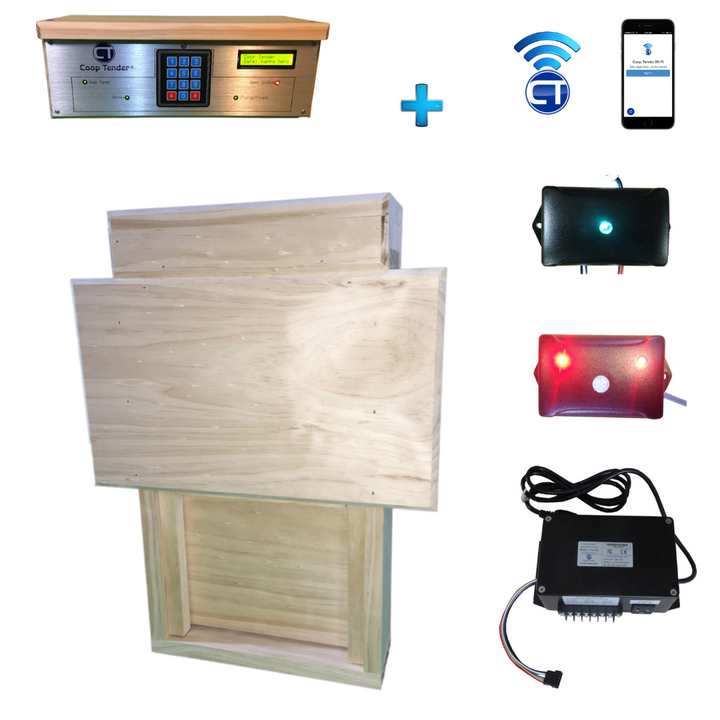 small wifi auto door chicken coop with predator detection and accessory control