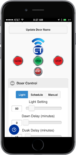 Automatic Chicken Coop Door Internet Wi-Fi Module Web App - Door Control Settings
